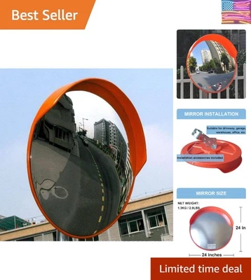 Espelho de garagem convexo ajustável 24 polegadas - Impermeável e perfeito para pontos cegos - Imagem 1 de 4