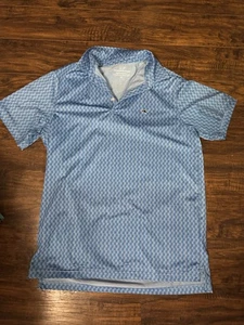 Vineyard Vines Poloshirt Herren Blau Hai Print Sankaty Performance Golf Gr:M - Bild 1 von 3