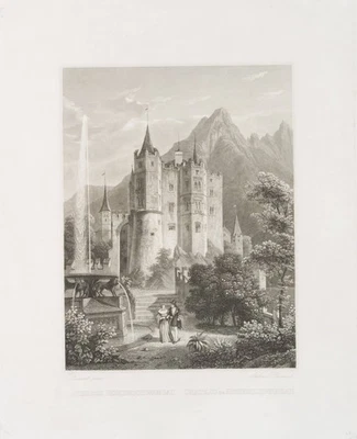 C. FROMMEL (1789-1863), Schloss Hohenschwangau, Sst. Romantik Architektur - Bild 1 von 4