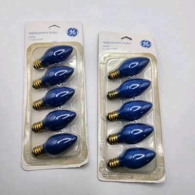 Vintage Christmas Replacement Light Bulbs GE Glow Bright C7 Blue 2 Packs 5W New  - Image 1 of 2