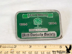Platt Duetsche Society 1884 1984 Centennial “Jungs, Holt Fast!” Belt Buckle - Picture 1 of 2