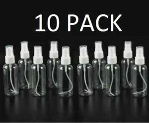 10Pcs 2oz Clear Plastic Spray Bottles Travel Perfumes Refill PET Mist Pump Reuse - Picture 1 of 5