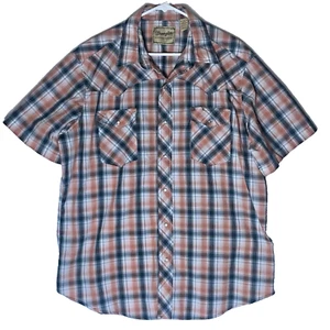 Wrangler Herren Hemd Größe XL Western Pearl Snap Kurzarm grün kariert - Bild 1 von 10