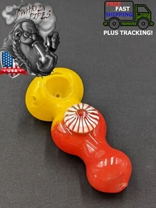Pipa para fumar tabaco de 4" tazón pipas de mano de vidrio estilo ojos Y/R - Imagen 1 de 4
