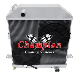 AR Champion 4 Row Radiator Chevy Configuration,12" Fans-1939-1941 Ford Deluxe - Picture 1 of 9