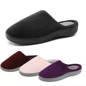 Women Memory Foam Slippers Faux Fur Lining Slippers Comfort House Slippers - Picture 1 of 29