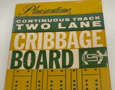 Vintage Pleasantime Hardwood Cribbage Board Game Two Lane With Box / Pegs - Image 1 of 4