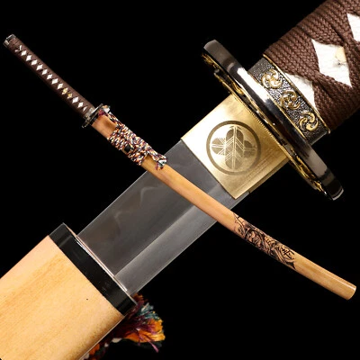 T10 Steel Clay Tempered Real Hamon Katana Japanese Samurai Sword Full Tang Sharp - Image 1 of 4