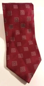 Giorgio Armani "Cravatte" Tie Dark Red w/Silver Squares Silk 57" L 4" W - Picture 1 of 4