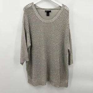 Suéter Pullover Lane Bryant Lentejuelas Adornado Malla Nudo Abierto Cuello Redondo 26/28 - Imagen 1 de 6