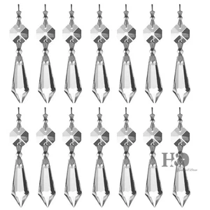 20 Clear Crystal Chandelier Lamp Icicle Prisms Parts Hanging Drops Pendants 38mm - Picture 1 of 4
