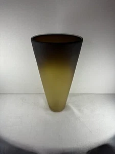 Pilchuck Art Glass Flower Bouquet Vase Signed Helen Lee 01 Satin Brown Ombré 11” - Picture 1 of 14