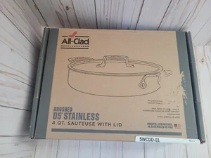 New All Clad D5 4 qt Brushed 5-ply Stainless Steel Sauteuse with Lid in Box - Picture 1 of 18