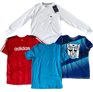 Adidas Boys Medium 10 12 Shirt LOT Transformers Tee 2 NEW 10/12 M Shirts Thermal - Picture 1 of 14