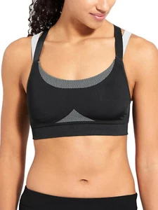 ATHLETA Double Under Seamless Bra, NWOT, Medium, Black / Grey, Studio/Barre - Picture 1 of 3