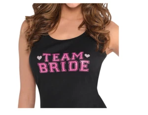 CAMISETA SIN MANGAS EQUIPO NOVIA NEGRA ROSA ORO CORAZONES BODA DESPEDIDA DE SOLTERA S/M NUEVA - Imagen 1 de 6