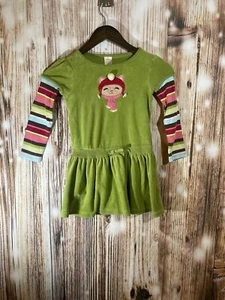 Gymboree Winter Cat Double Sleeve Velour Green Dress Size 5 - Picture 1 of 4