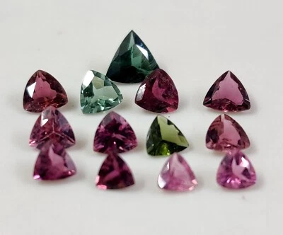 5.3 Ct Multi Color Tourmaline 13 Pc Trillion Cut 4-7mm for Jewelry Making - Image 1 of 4