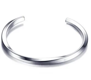 3 Color New arrival Stainless Steel smooth cuff bangle women Men bracelet 2.26'' - Picture 1 of 10