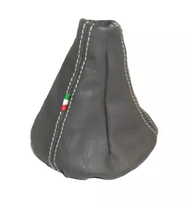 CUFFIA CAMBIO adatta a FIAT PANDA 4x4 CROSS PELLE ANTRACITE CUCITURE BIANCHE - Imagen 1 de 4
