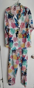 The Cats Pajamas womens pajama pjs nightie 100% woven cotton tropical women sz L - Picture 1 of 19