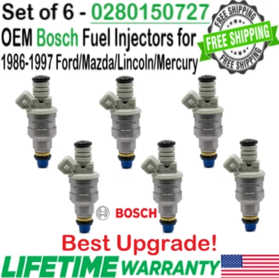 x6 Bosch Best Upgrade OEM Fuel Injectors for 1986-97 MERCURY/FORD/LINCOLN/MAZDA - Изображение 1 из 4