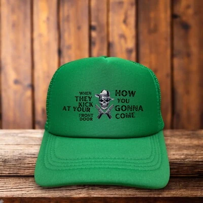 The Clash Guns Of Brixton 男式卡车司机帽绿色平沿帽 70 年代 Reggae 摇滚帽 — 第 1/4 张图片