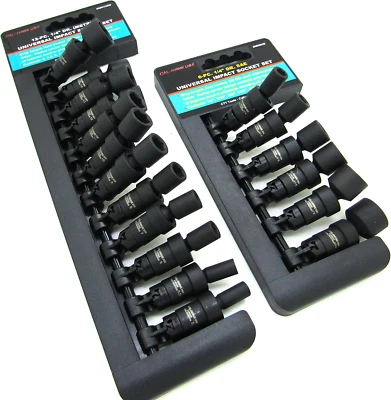 18Pc 1/4" Drive Universal Ball Swivel Deep Impact Socket Set SAE & METRIC - Image 1 of 2