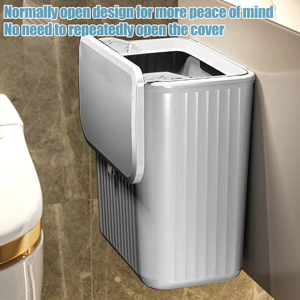 Tür-Abfalleimer, kompakter Mülleimer mit Deckel zum Einhängen an Küchenschrank - Bild 1 von 4