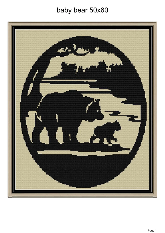 Baby bear blanket pattern, 50x60", written and grasph pattern included - Image 1 of 1