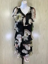 SLNY Floral Tiered Shift Dress, Women's Size 6, Black NEW MSRP $100