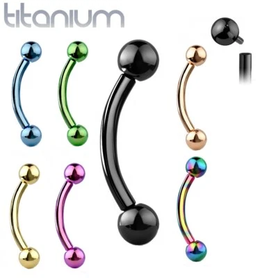 Internally Threaded PVD over Implant GradeTitanium Eyebrow Daith Rook Barbell - Image 1 of 4