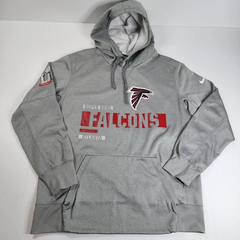 Atlanta Falcons Nike Super Bowl LI Dri-Fit Pullover Hoodie Sz L Gray Cover