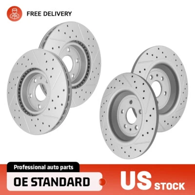 Front+Rear Drilled Brake Rotors For Ford Fusion 2013 2014 2015 2016-2020 Hybrid - Image 1 of 4