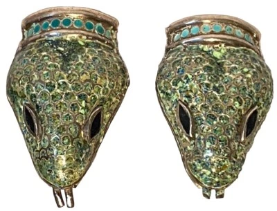 ВИНТАЖНЫЕ СЕРЬГИ РЕМЕСЛЕННИКА JAIME QUIROZ ALBA ИЗ ЧИСТОГО СЕРЕБРА С ЭМАЛЬЮ ЗМЕИНАЯ ГОЛОВА - Изображение 1 из 4