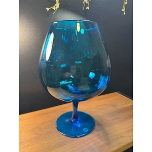 Empoli Italian Blue Glass Handblown Vase MCM Vintage - Bild 1 von 6