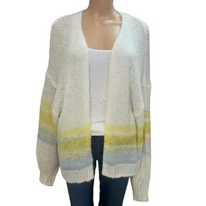 Anthropologie Florence Oversized Cardigan Sweater Large Preppy Open Knit Striped - Picture 1 of 7
