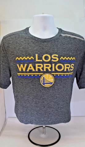 GOLDEN STATE WARRIORS SHIRT "LOS WARRIORS" MENS SIZE M GREY / GOLD / BLUE Cover