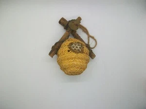Decorative Faux BEEHIVE On Stick Easel 6" x 4" Twine hanger - Picture 1 of 3