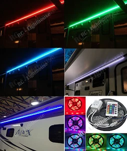 RV LED Awning Light Set w/ IR 24 key Remote control RGB 12' 5050 Waterproof - Picture 1 of 12