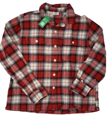NWT Gap Boys XL 12 Holiday Red Plaid Organic Flannel Long Sleeve Shirt - Image 1 of 4