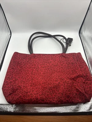 Bolso de Mano Neiman Marcus Estampado Leopardo Rojo con Bolsillo Lateral Foto 1 de 4