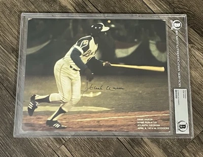 HOF HANK AARON SIGNED AUTOGRAPHED 8X10 PHOTO SLABBED BECKETT BAS AUTHENTIC - Image 1 of 3