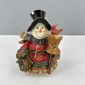 Muñeco de nieve Cardinal Birdhouse caja de música giratoria giratoria te deseo feliz Navidad - Imagen 1 de 15