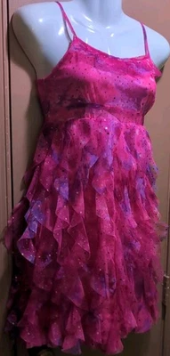 Justice: Pink/Purple, Ruffled, Tiered, Sparkley, Midi, Adj. Strap Dress, Size 14 - Image 1 of 4