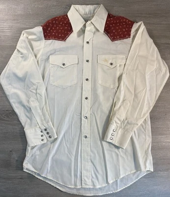 复古 Lee 珍珠 Snap 衬衫 16 1/2 34 花卉西部美国长尾美国制造 — 第 1/4 张图片