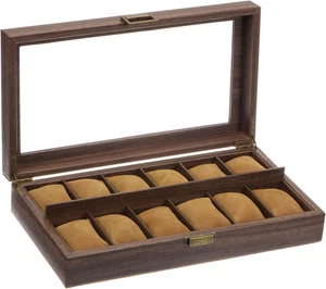 Scatola Orologio Multiuso 12 Slot con Top Trasparente Legno Vetrina Orologio, Watch Bo - Foto 1 di 6
