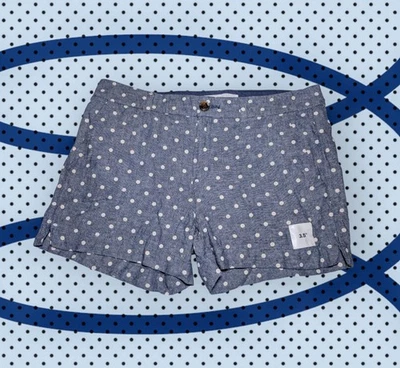 OLD NAVY Everyday Blue CHAMBRAY Linen Blend Shorts Womens Size 10 Polka Dot NEW - Image 1 of 4