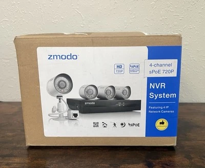 Zmodo 1TB 4 Channel 720P NVR Recorder ZP-KE1H04-S Network Camera Kit - Image 1 of 4