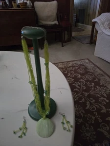 Vintage Multi Strang Grüntöne Perlen Halskette, passende Ohrringe Boho - Bild 1 von 3